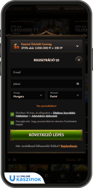 crusado casino regisztrációs folyamat