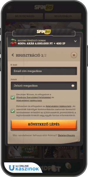 spinboss casino regisztrációs folyamat